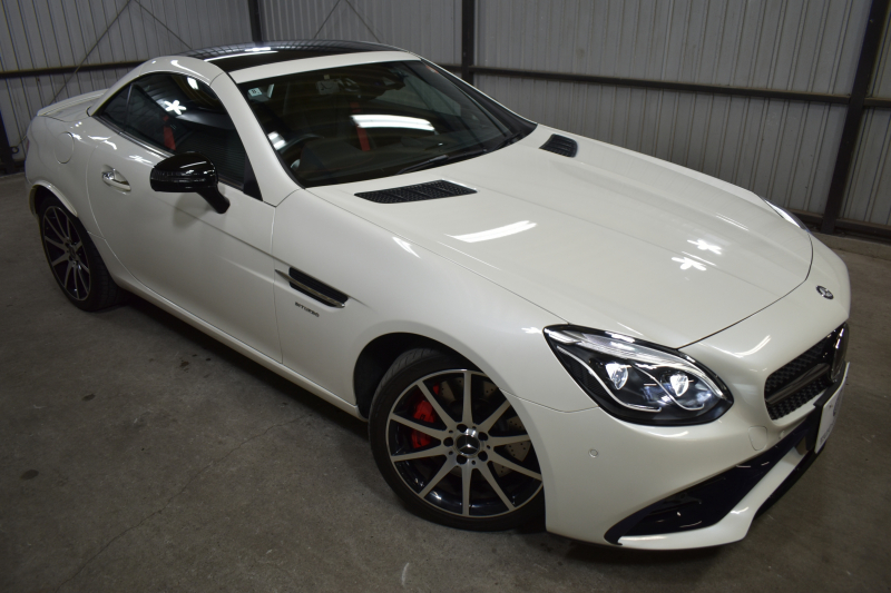 AMG SLC SLC43 ﾚｰﾀﾞｰｾｰﾌﾃｨP 367馬力 9速AT ﾏｼﾞｯｸｽｶｲﾙｰﾌ ﾋｰﾀｰ黒革 ｷｰﾚｽGO PTS AMGｴｱﾛ18AW ﾃﾞｨｽﾄﾛ Bｽﾎﾟｯﾄ LEDﾍｯﾄﾞﾗｲﾄ harman/kardon 地ﾃﾞｼﾞHDDﾅﾋﾞ Bｶﾒﾗ 2年保証