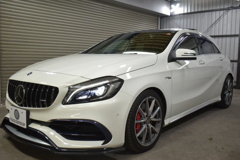 AMG Aクラス A45 4ﾏﾁｯｸ ﾚｰﾀﾞｰSP 後期型 381馬力 4WD AMG7速DCT ﾊﾟﾉﾗﾏｻﾝﾙｰﾌ ﾋｰﾀｰ黒革 ﾃﾞｨｽﾄﾛ Bｽﾎﾟｯﾄ Lｷｰﾌﾟ AMGｴｱﾛ18AW ｷｰﾚｽGO ﾊﾟｰｸﾄﾛ 8ｲﾝﾁﾓﾆﾀｰ 地ﾃﾞｼﾞHDDBﾅﾋﾞBｶﾒﾗ 2年保証